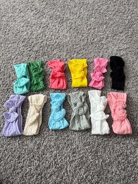 Baby Girl Knotted Headbands Set of 12 - Multicolor Soft Cotton